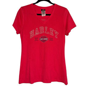 Harley‎ Davidson Sz M V-Neck T-Shirt El Paso Lightweight Bikercore